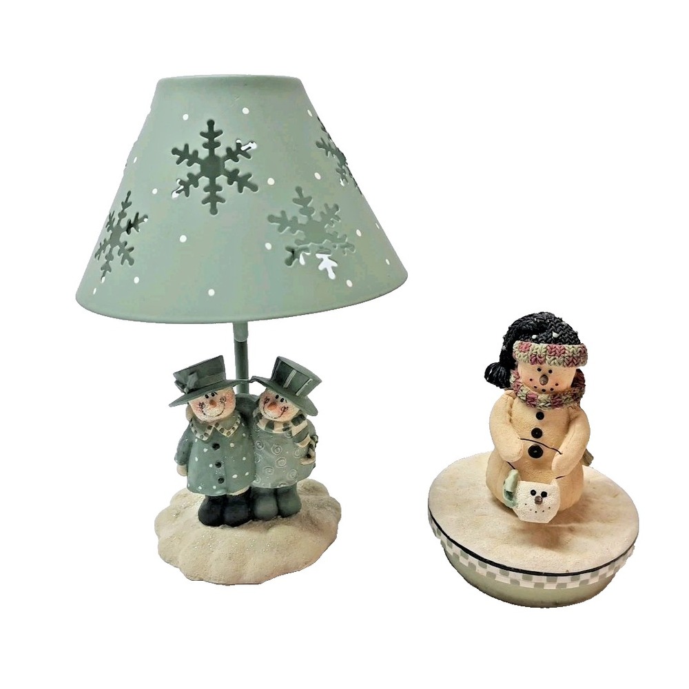 Snowman Couple Tealight Holder/Snowman Candle Topper Crazy Mountain Seasonal Dec